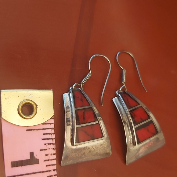 Vintage Sterling silver drop earrings - Picture 2 of 11